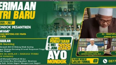 Ponpes Jam’ul Jawami’ Praya Buka Pendaftaran Santri Baru 2026/2027: Gabungkan Pendidikan Agama, Keahlian Bahasa, dan Ijazah Formal